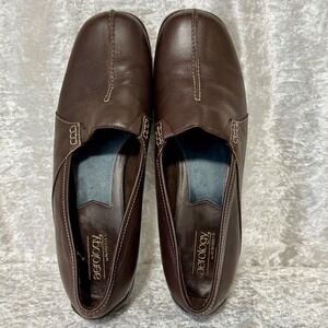 Aerology by Aerosoles Womens Dark Brown Leather Mule-Slip On Loafer Shoes Sz-10